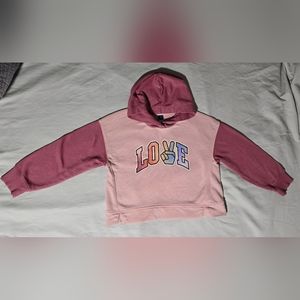 Old Navy Pink Girl's 'Love' Cropped Hoodie Size 8 Used